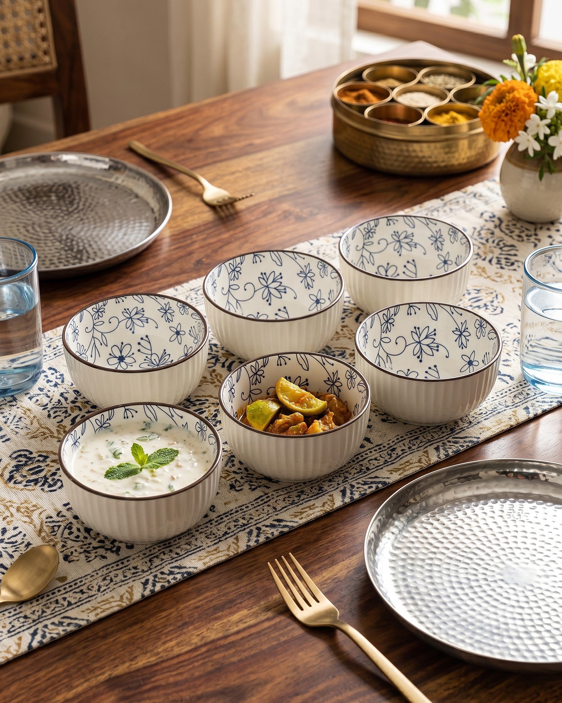 Midnight Blossom Katori - Set Of 6 Style - 6