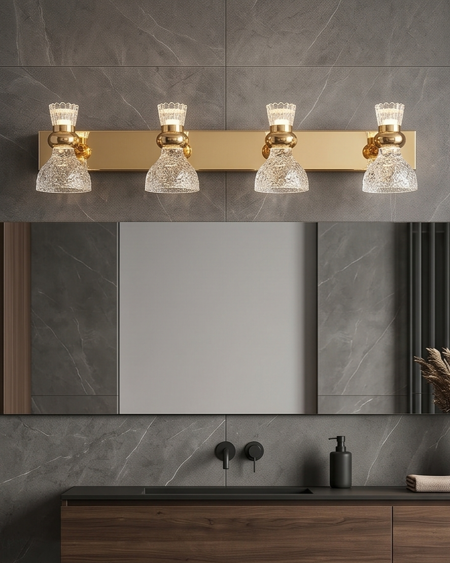Amber Glow Crystal Vanity Light- 4 Lights
