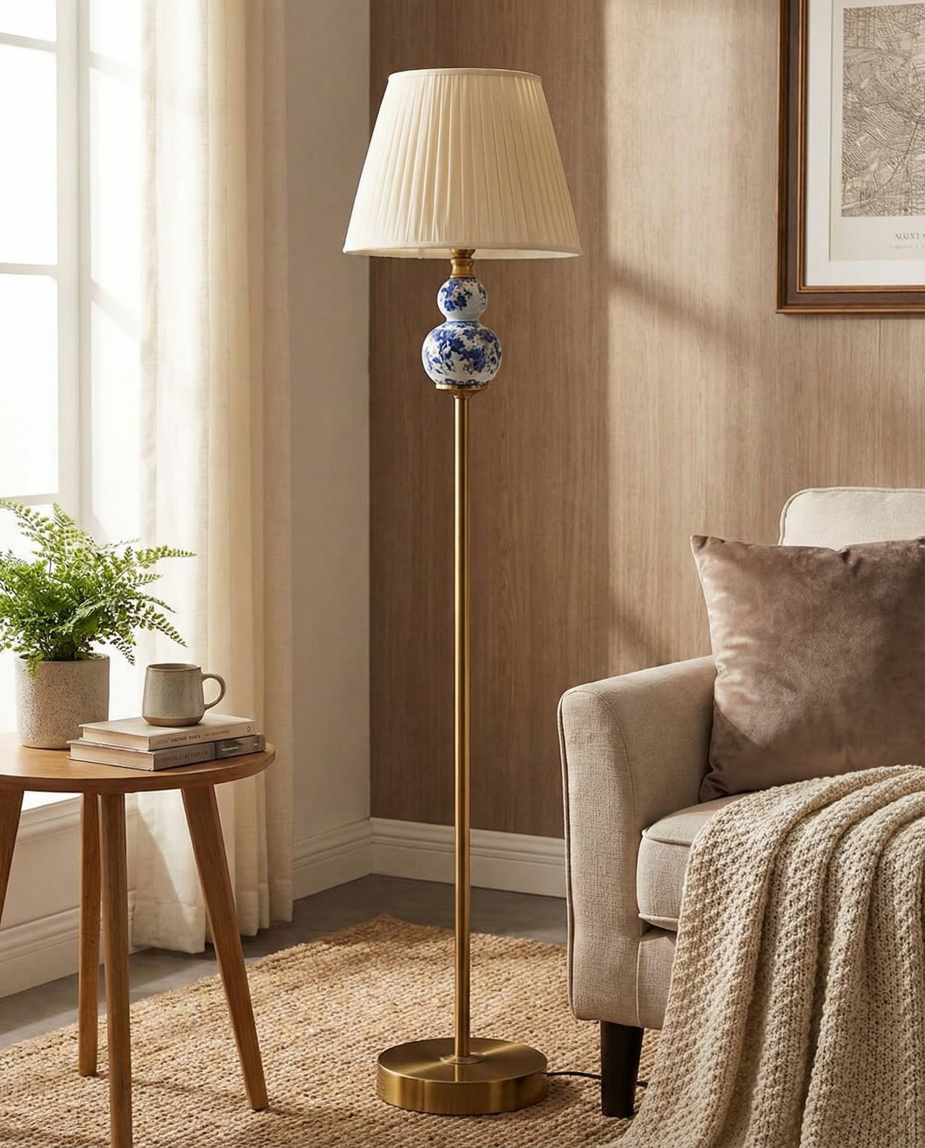 Blue and White Double Gourd Floor Lamp 