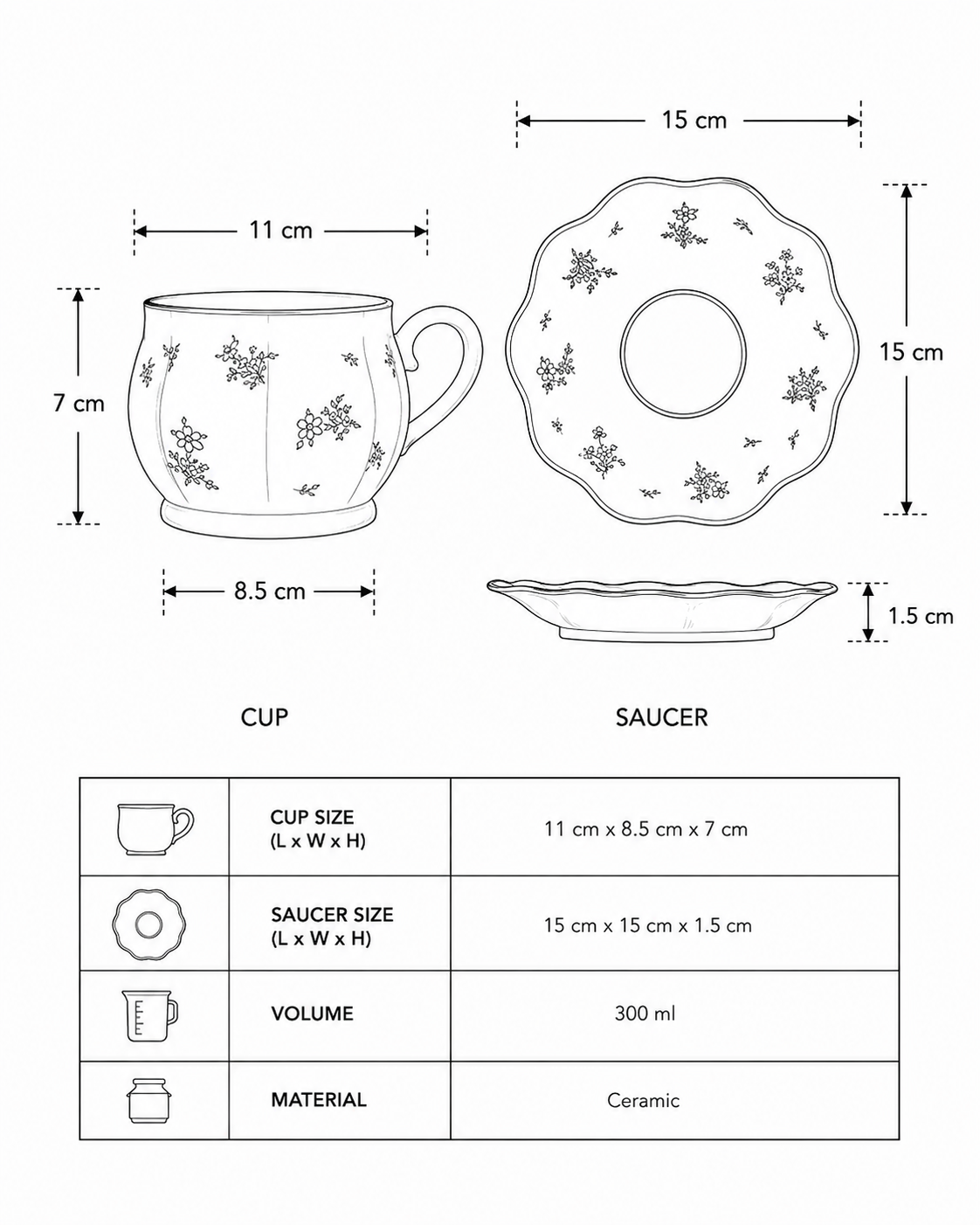 Blossom Meadow Tea Cup With Saucer 