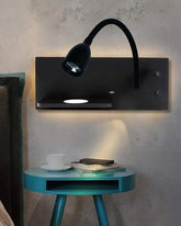 Spot Wall Light with USB Charging & Wireless Fast Charger Body Type - BK 