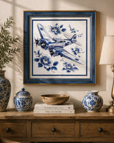Blue & White Framed Wall art - 12"x12" 