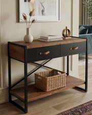 Rustic Edge Storage Console Table