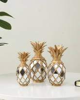 Golden Pineapple Mirror Table Décor - Set Of 3 