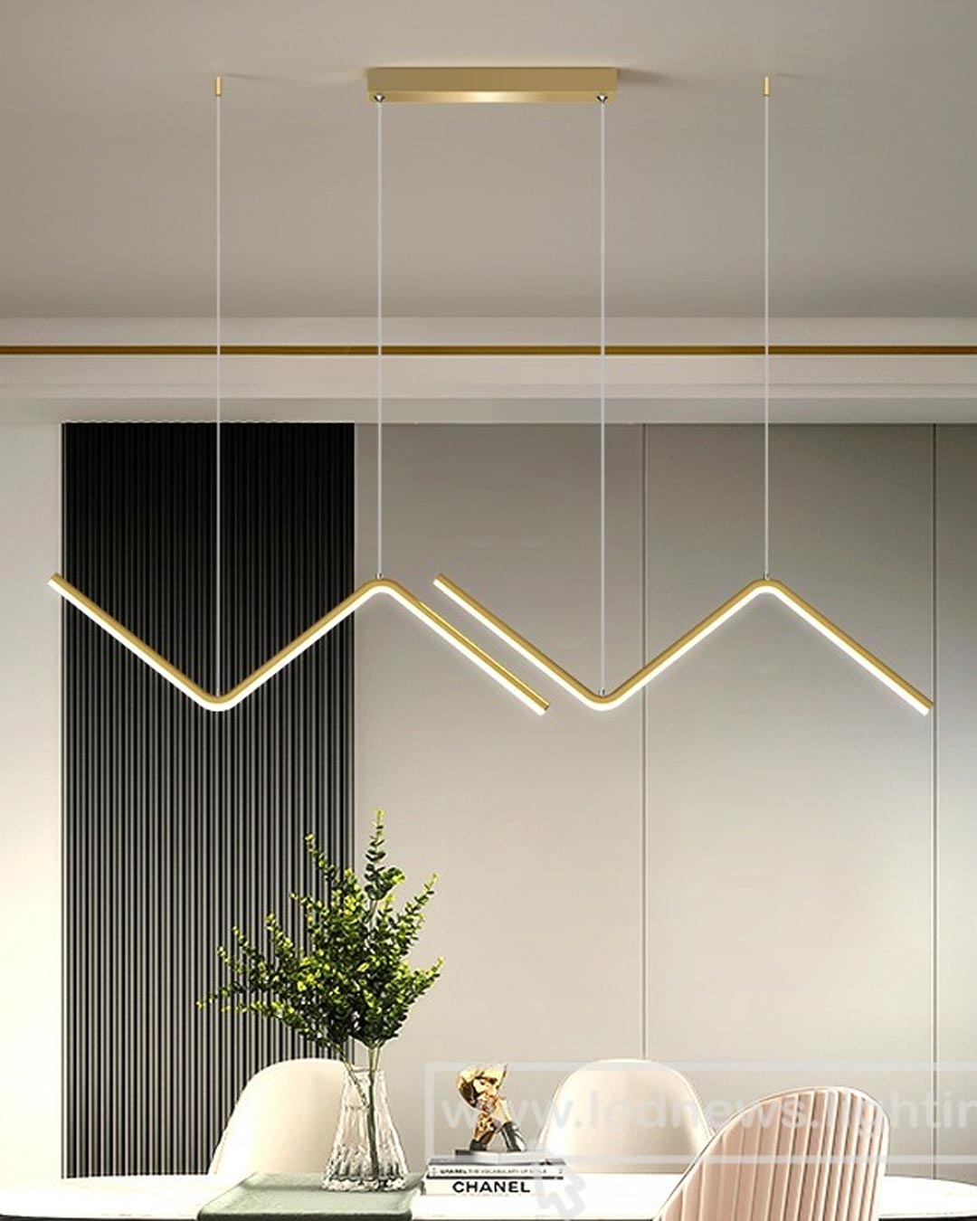Zig Zag LED Chandelier - Gold - The Decor Kart 