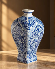 Ornate Floral Paisley Motif Faceted Vase