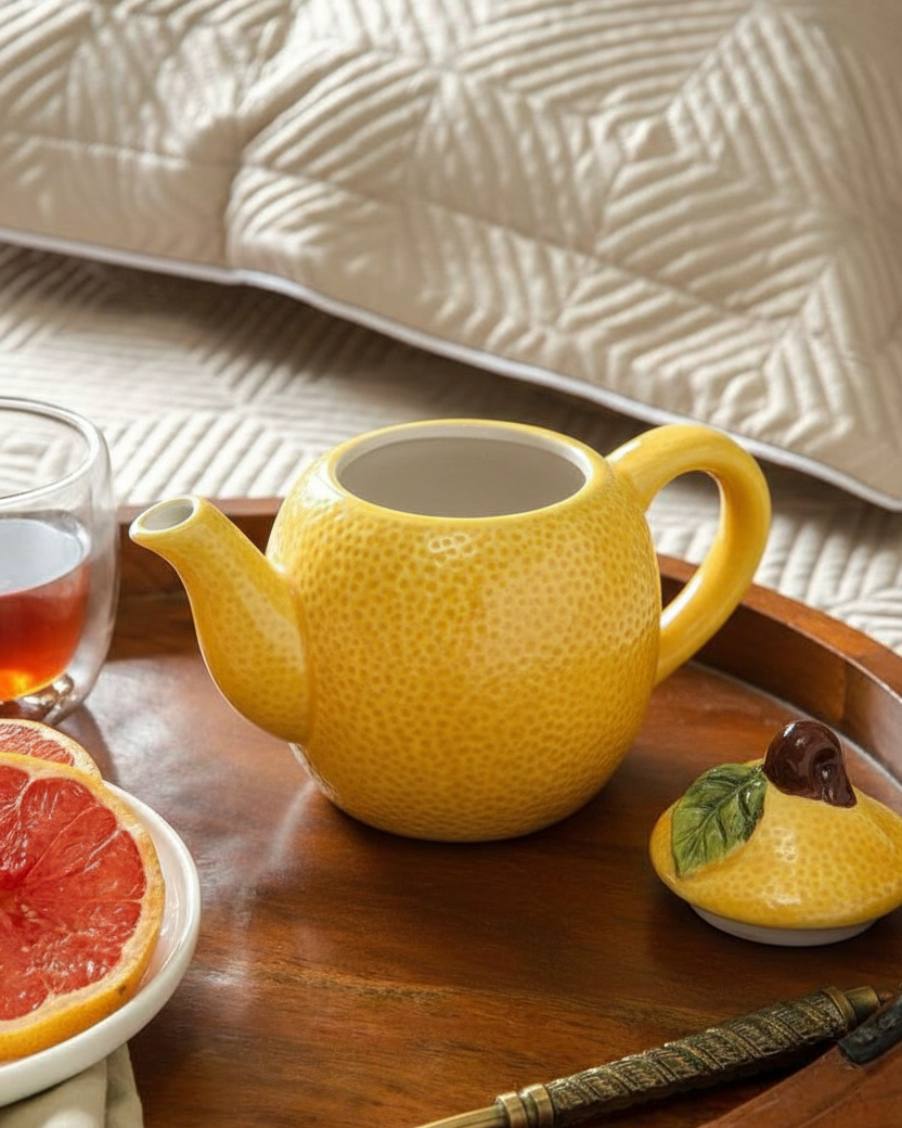 Lemon Citrus Ceramic Teapot 