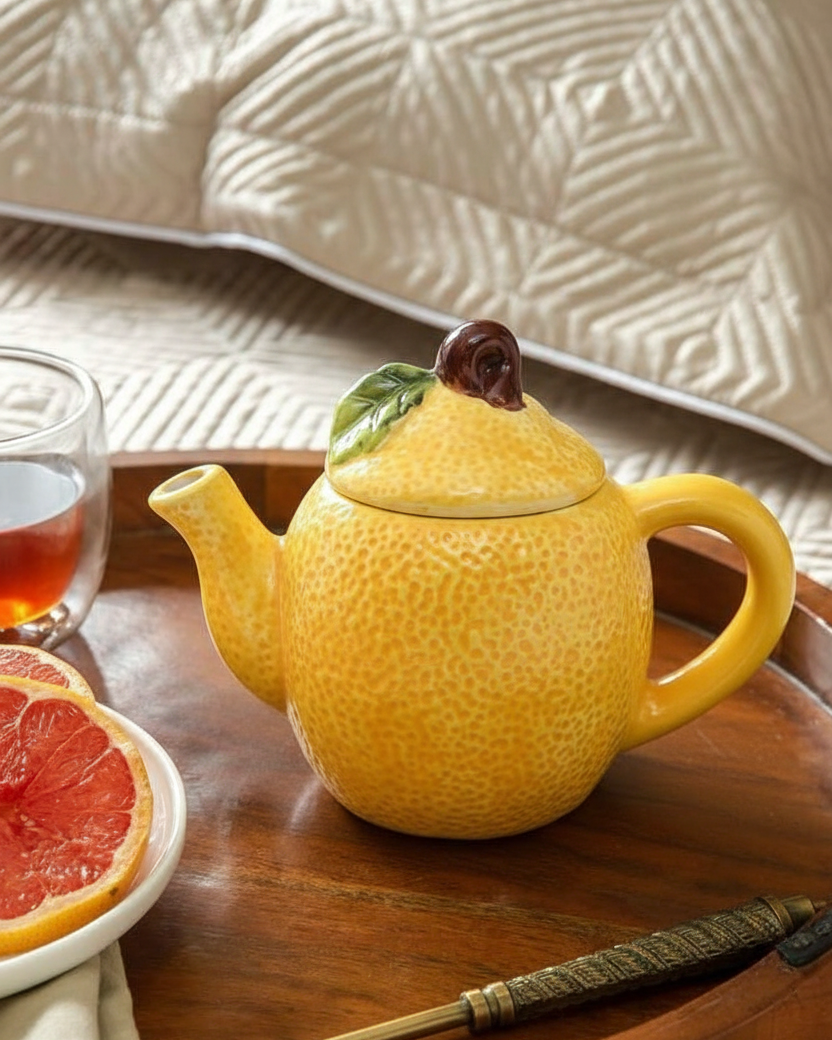 Lemon Citrus Ceramic Teapot 
