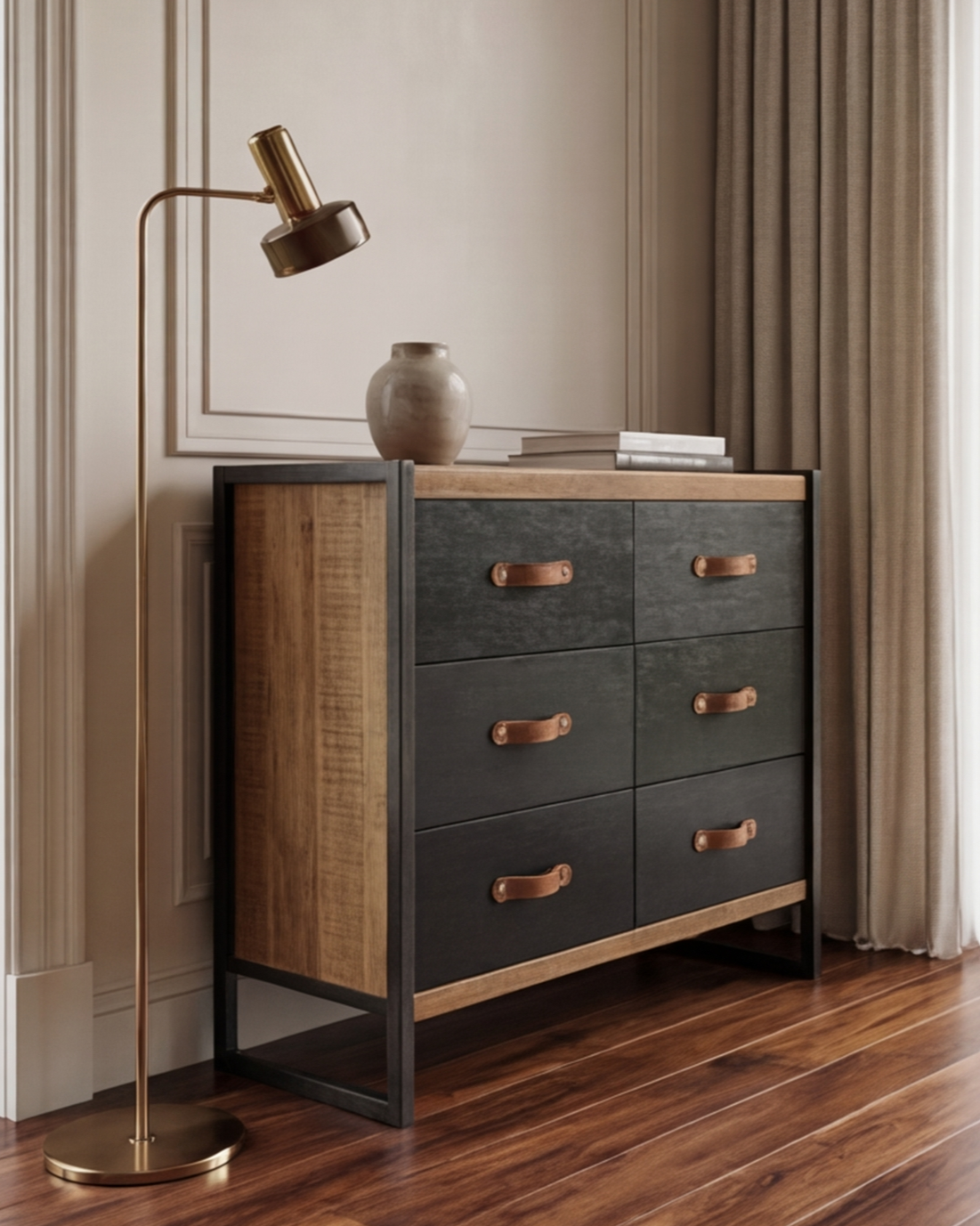 Industrial Luxe 6 Drawer Cabinet 