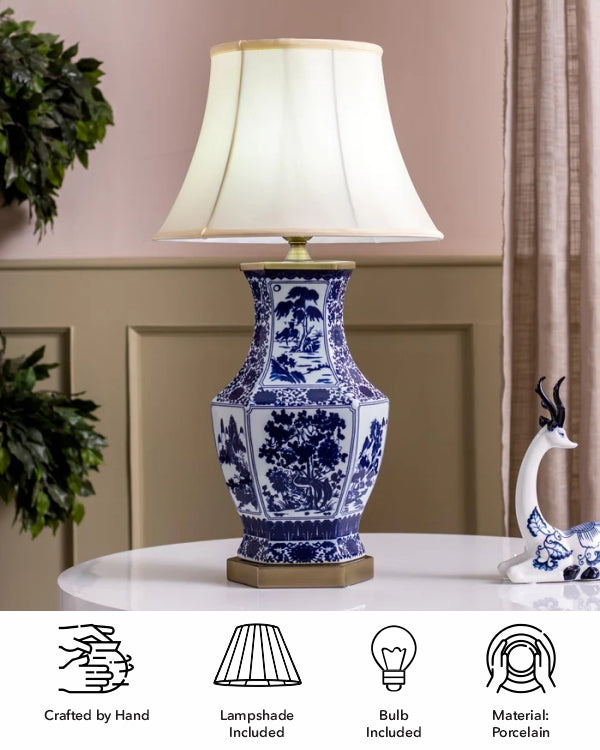 'Enlightened Shepherds' Porcelain Vase Table Lamp - The Decor Kart