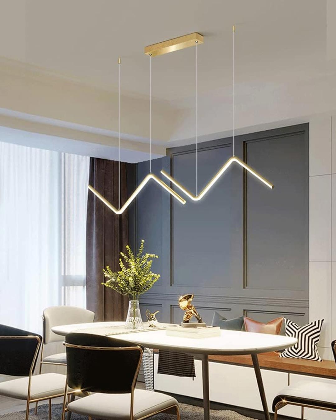 Zig Zag LED Chandelier - Gold - The Decor Kart 