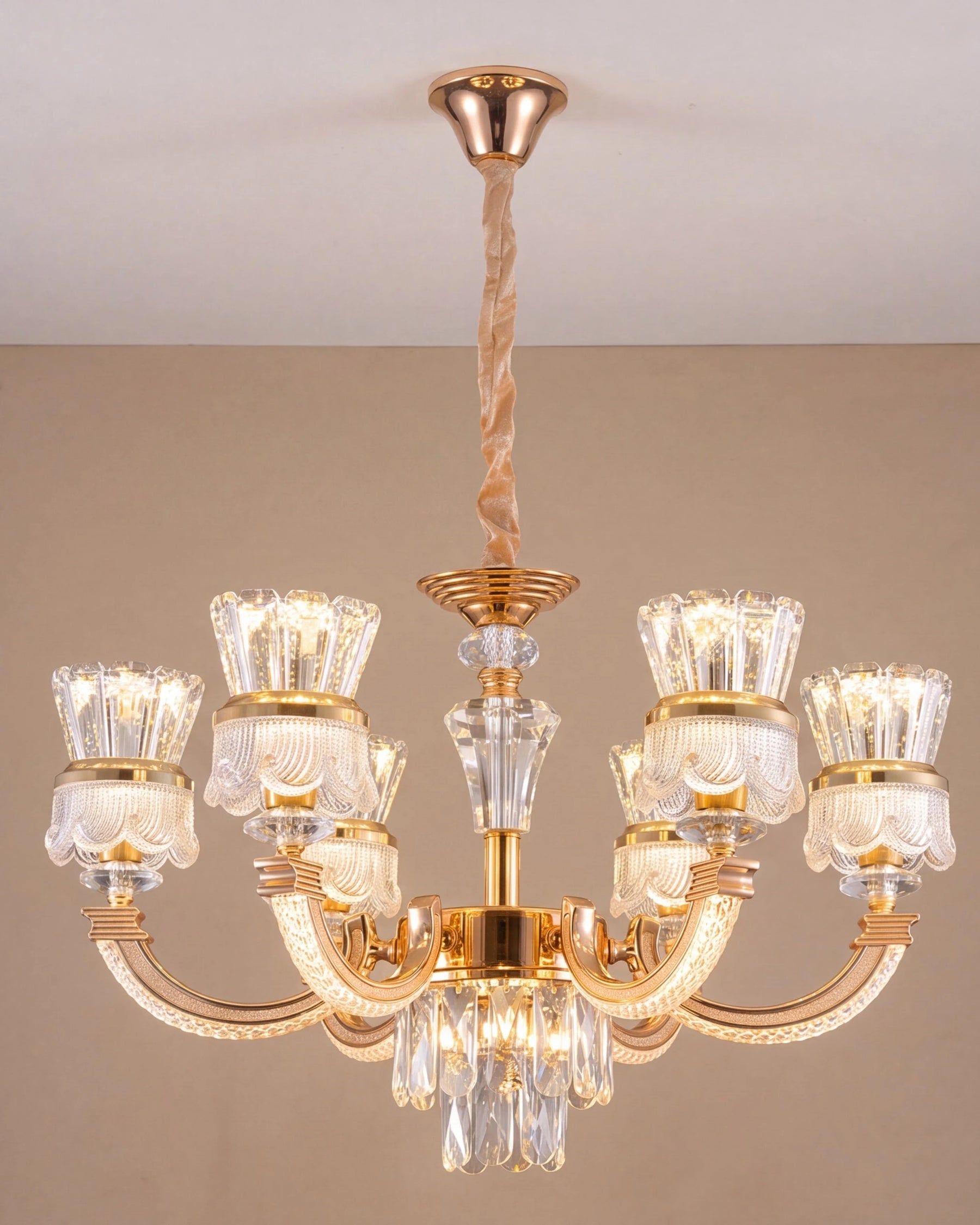 Regal Curve Crystal Chandelier 