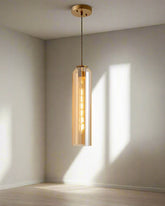 Cylinder Glass Pendant Light - Amber 