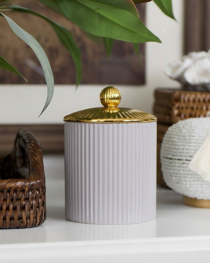 Luxe Ribbed Storage Jar With Lid - Set Of 3 