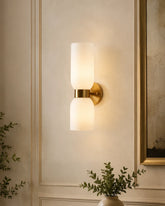 Dual Ribbed Glass Wall Light - White 