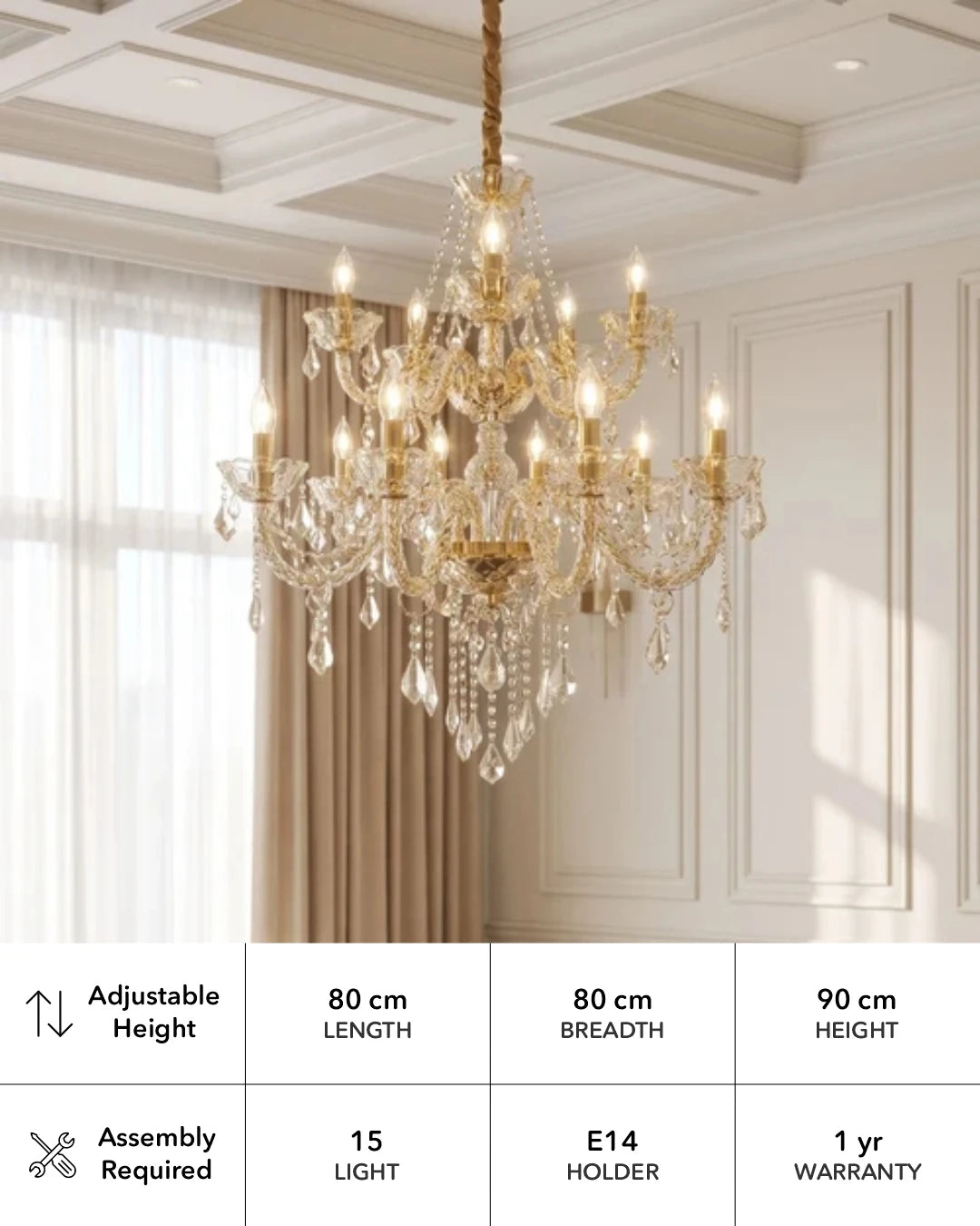 Versailles Two-Tier Crystal Chandelier - 15 Lights 