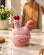 Blushing Rooster Storage Jar