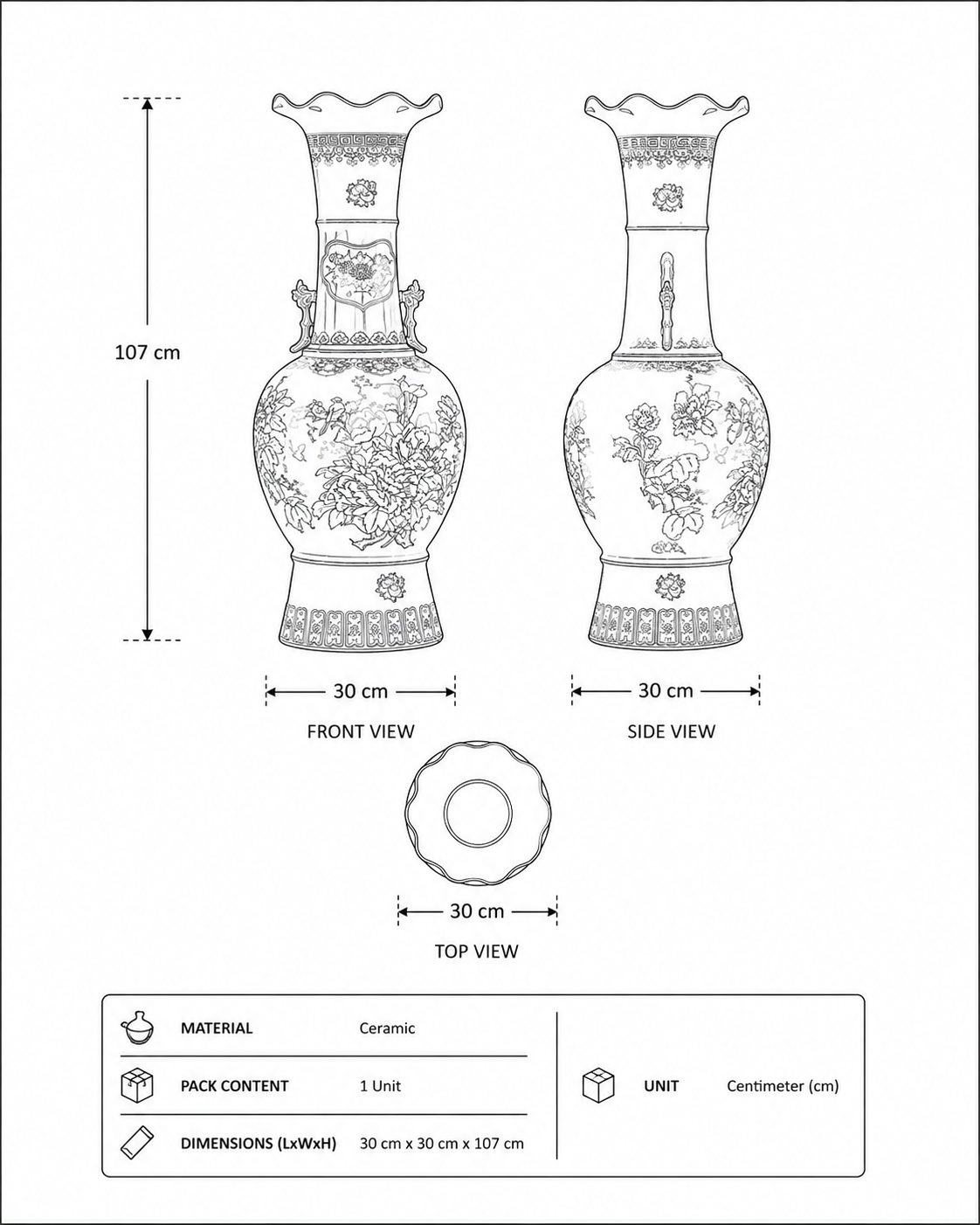 Royal Sapphire Floral Palace Vase 