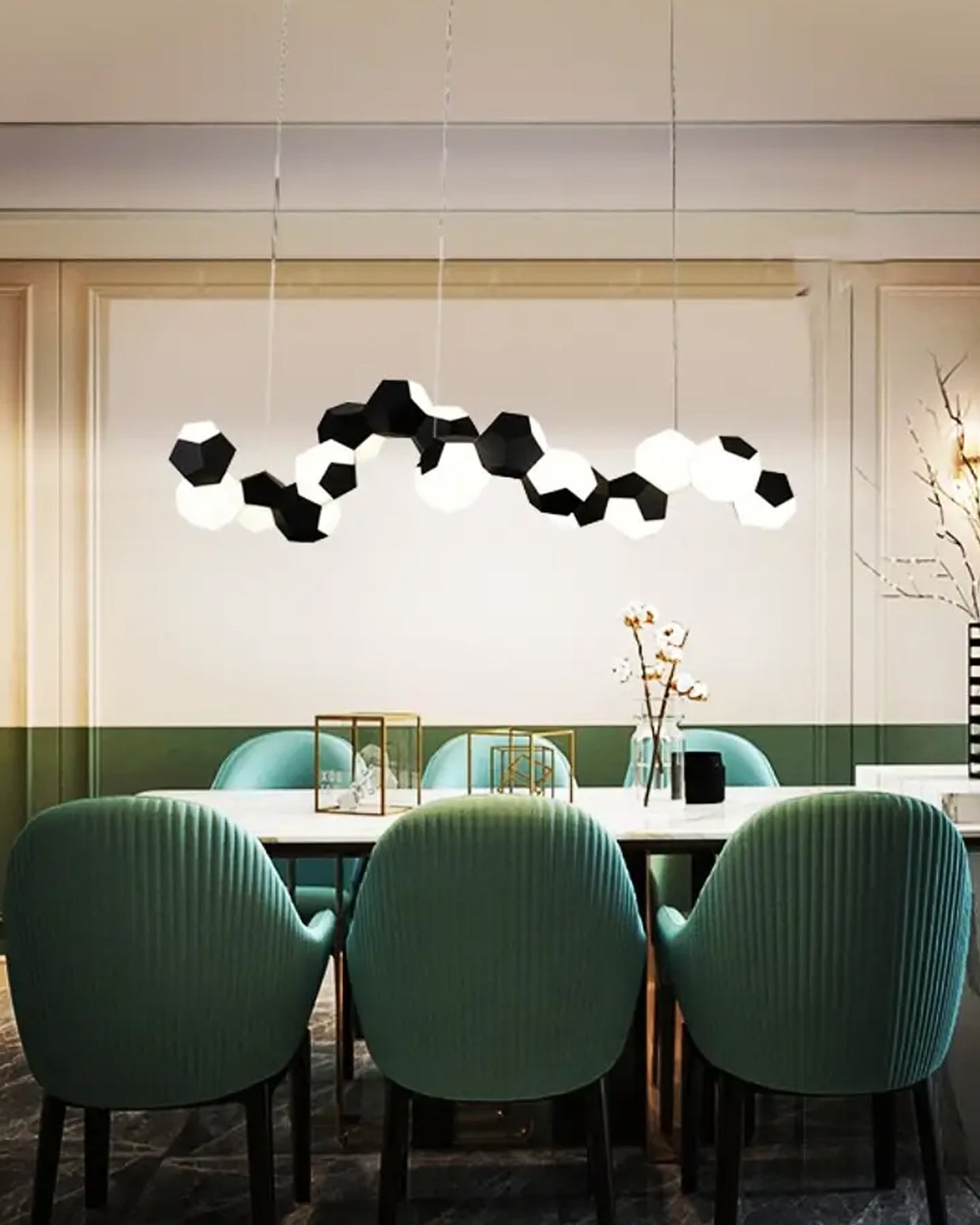 Monochrome Geometric Cluster Pendant Light 