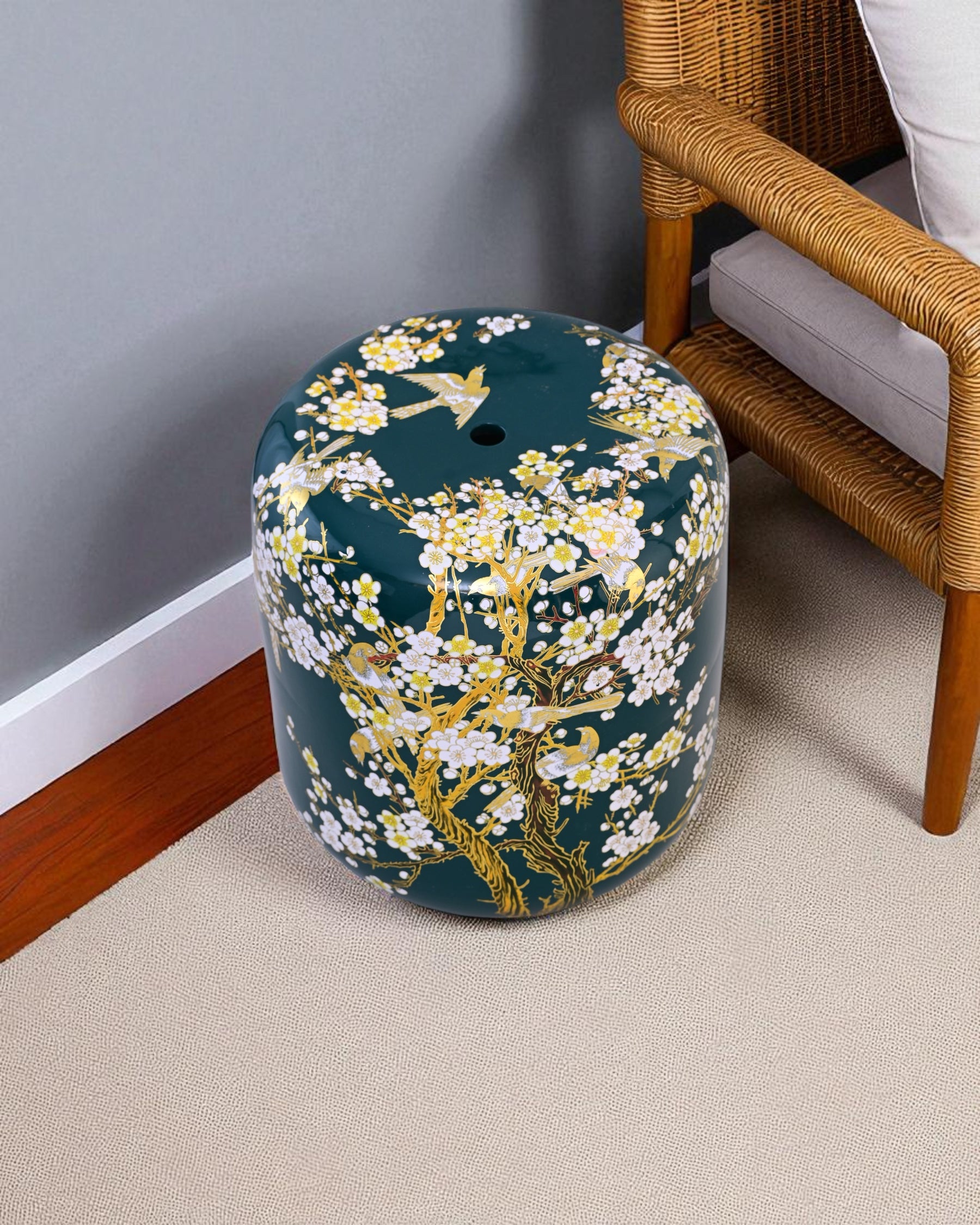 Sakura Blossom Garden Stool - Green 