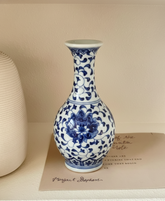 Lotus Blossom Blue & White Porcelain Mini Vase 