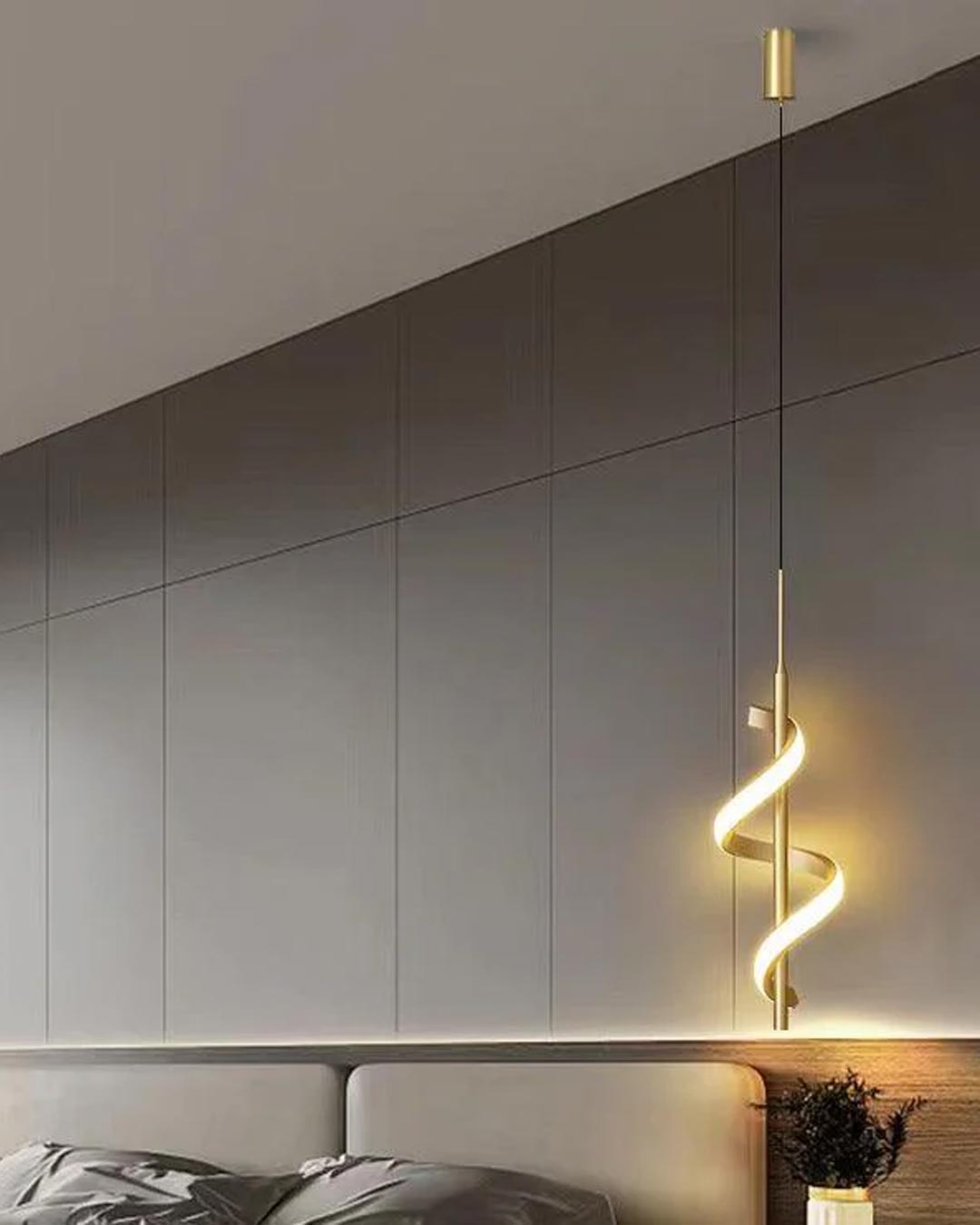 Spiral Lustre LED Pendant Light - Gold - The Decor Kart 