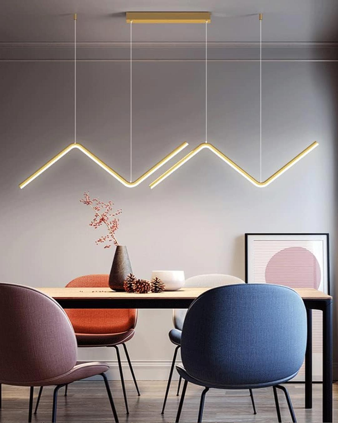 Zig Zag LED Chandelier - Gold - The Decor Kart 