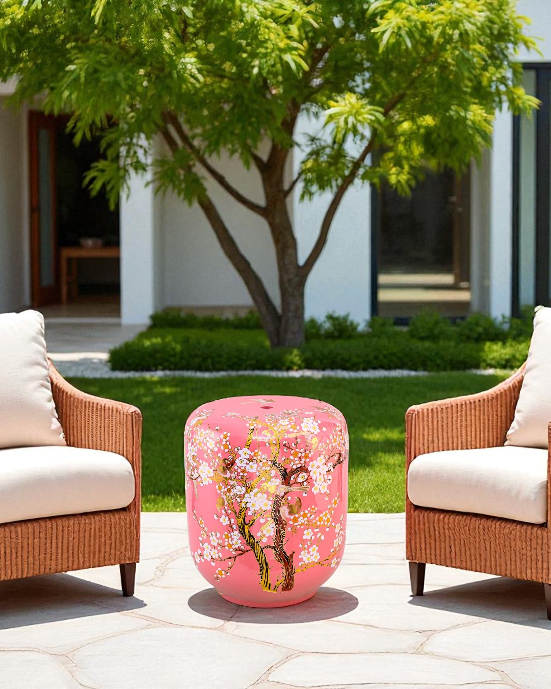 Sakura Blossom Garden Stool - Pink 
