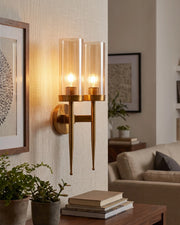 Twin Cylinder Glass Wall Light - Amber