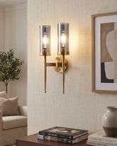 Twin Cylinder Glass Wall Light - Smoke 
