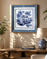 Blue & White Framed Wall art - 12"x12" 