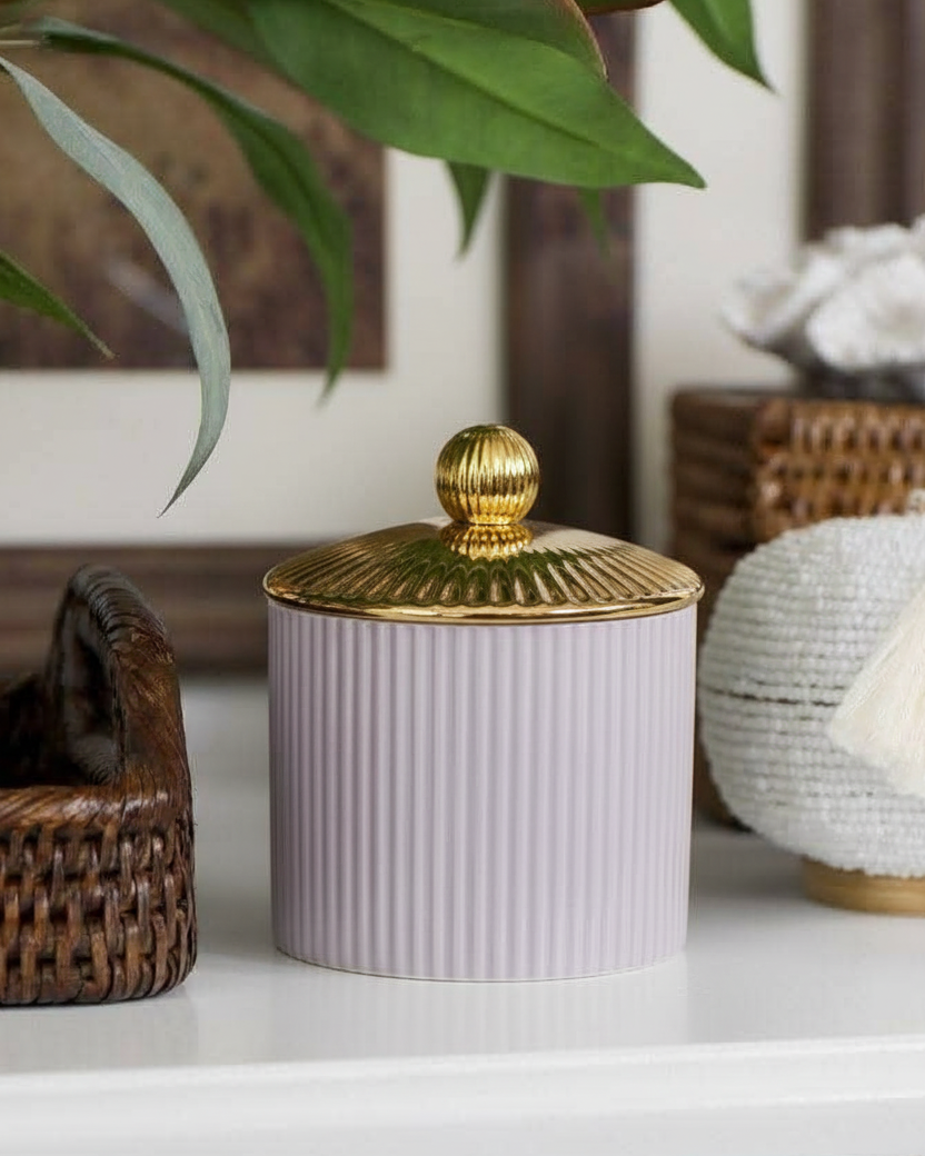 Luxe Ribbed Storage Jar With Lid - Set Of 3 
