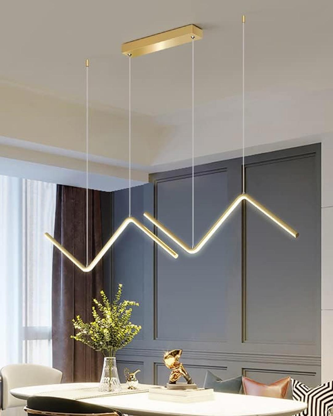 Zig Zag LED Chandelier - Gold - The Decor Kart 