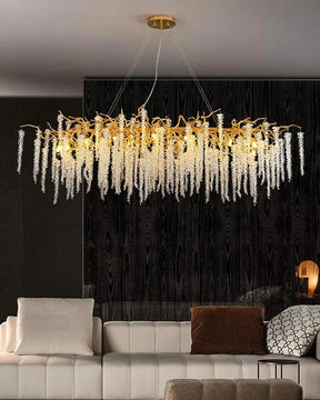 Golden Long Drop Crystal Chandelier - The Decor Kart 