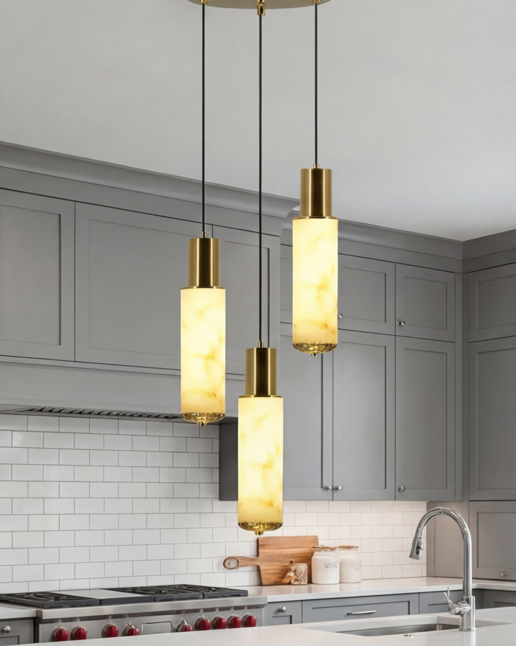Marble Tube Trio Pendant Light 