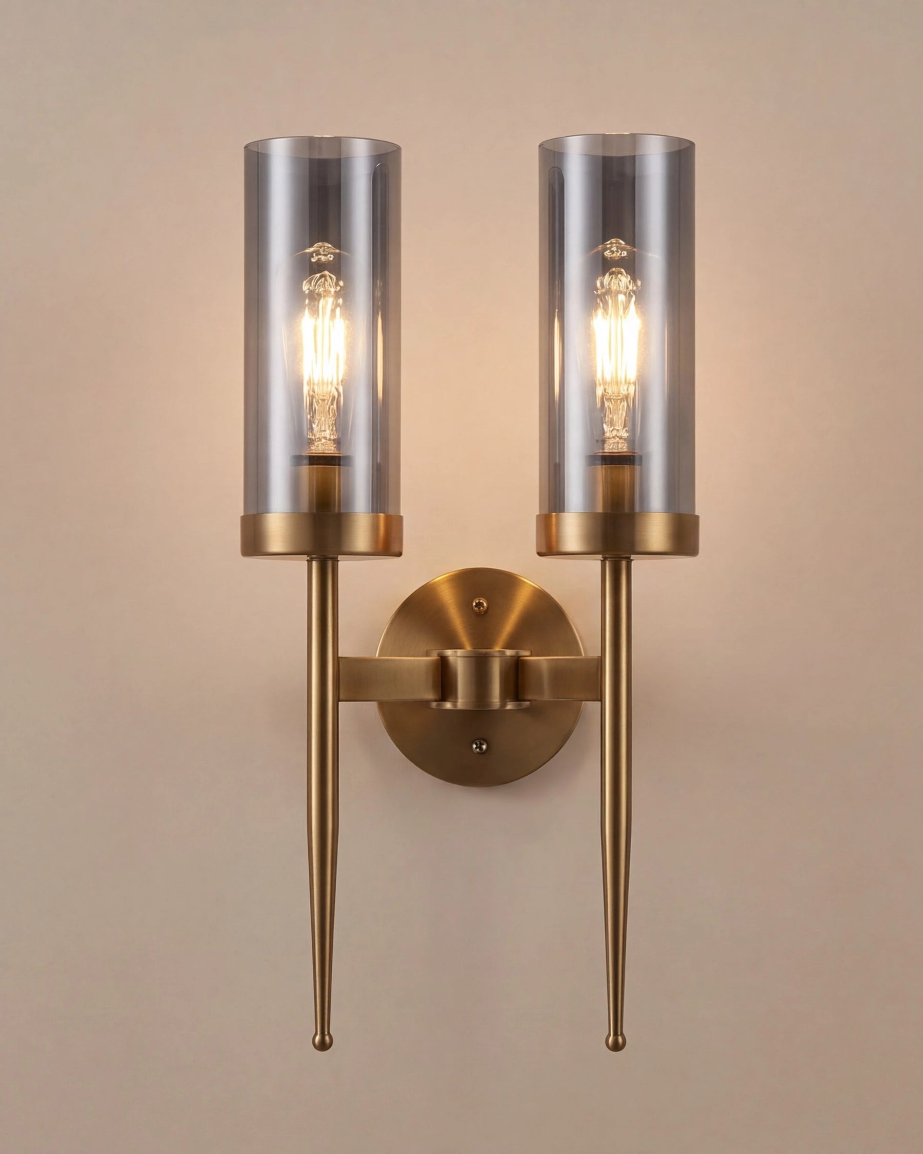 Twin Cylinder Glass Wall Light - Smoke 