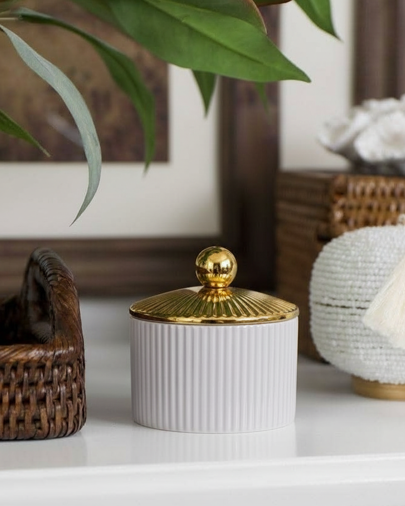 Luxe Ribbed Storage Jar With Lid - Set Of 3 