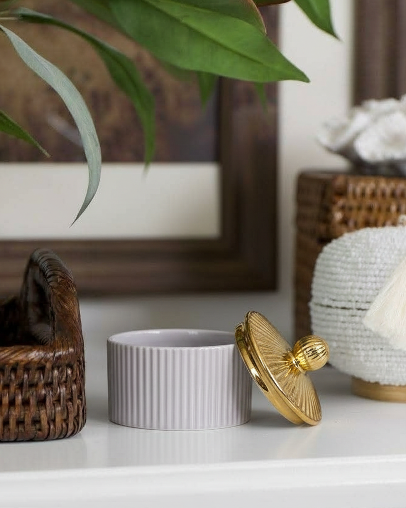 Luxe Ribbed Storage Jar With Lid - Set Of 3 