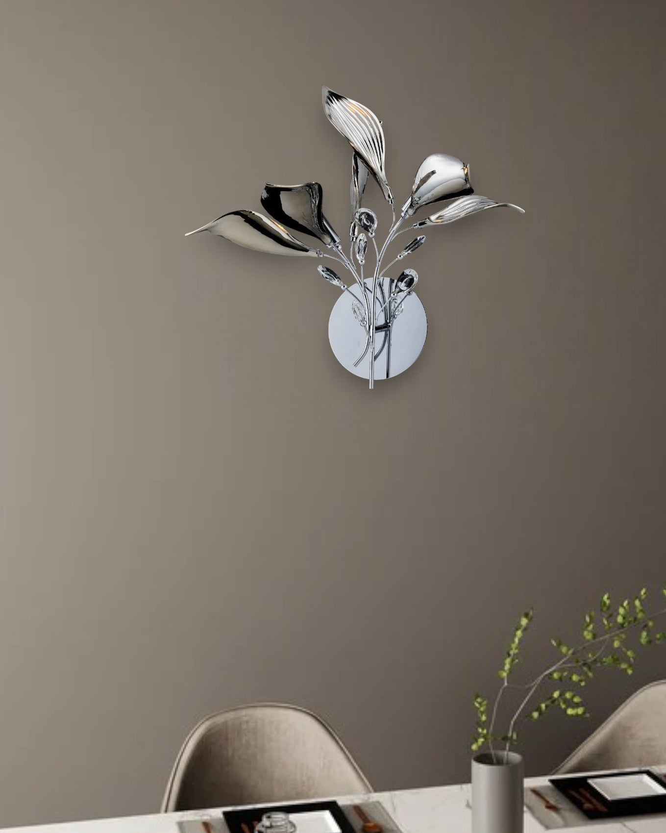 Ceramic Bloom Leaf  Wall Light-2 Bulb-Smoke 