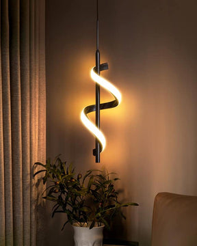 Spiral Lustre LED Pendant Light - Black - The Decor Kart 