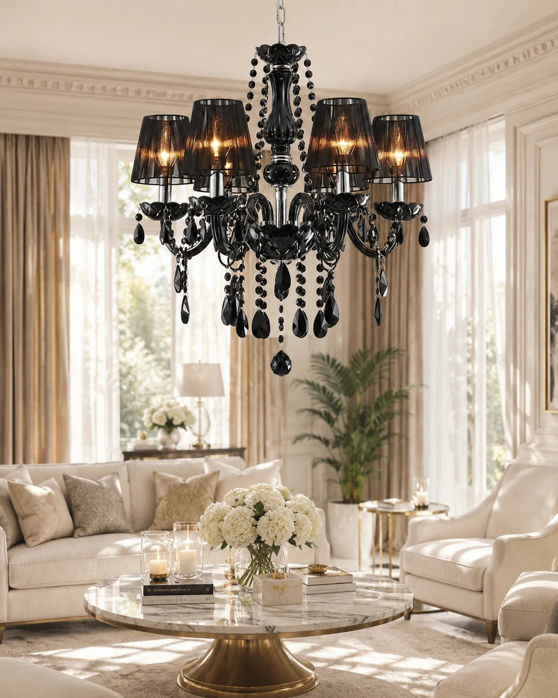 Midnight Drama Chandelier - 6 Bulbs 