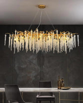 Golden Long Drop Crystal Chandelier - The Decor Kart 