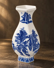 Blue & White Mountain Landscape Vase