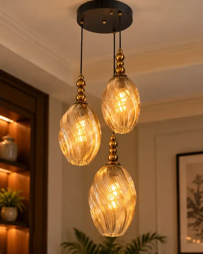 Celestia Triple Sculpted Pendant Light