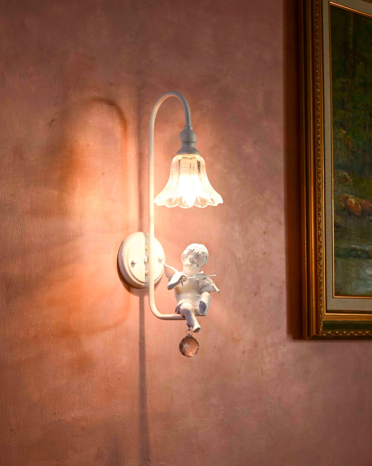 Adorable Cherub Playing Violin - Wall Light 
