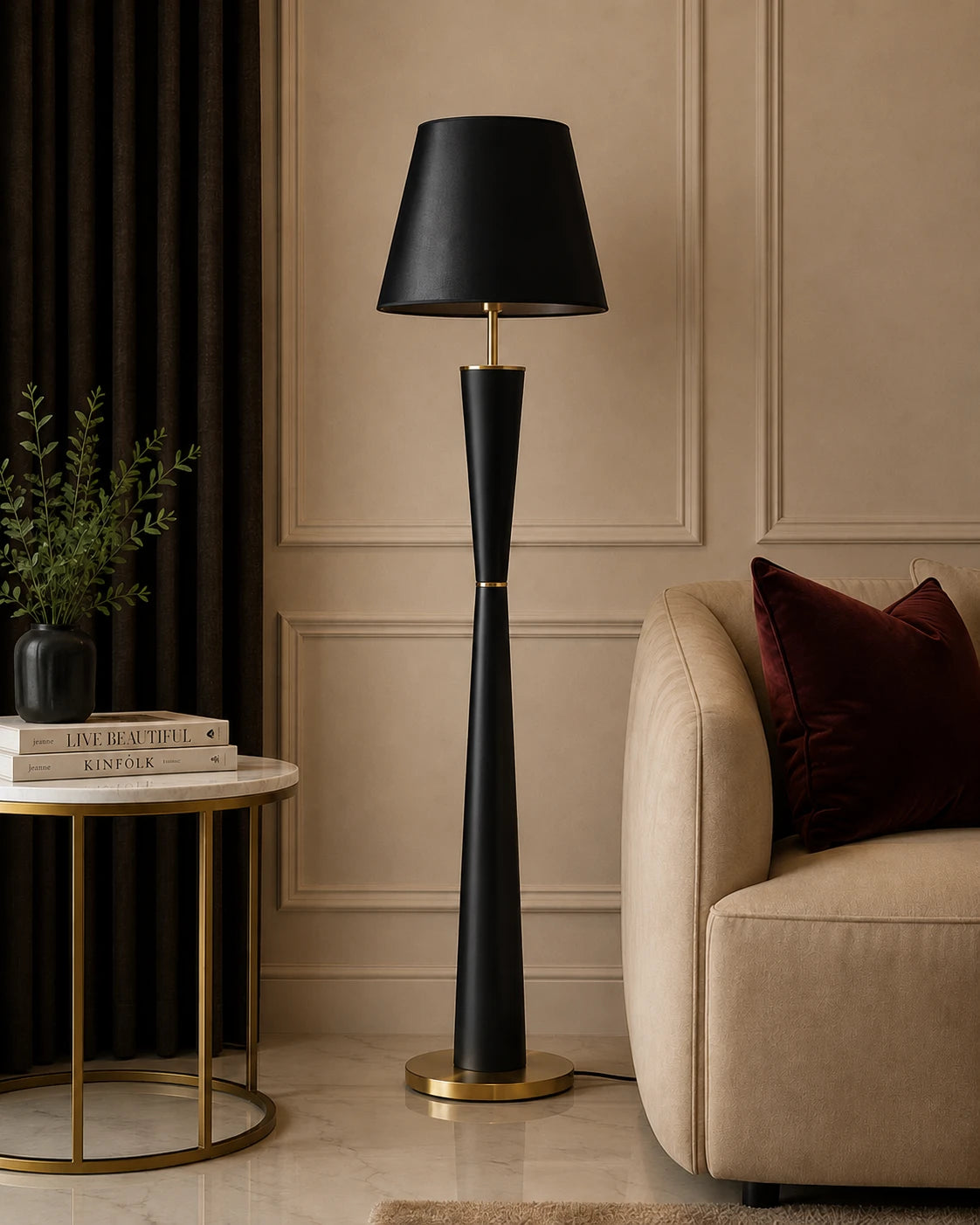 Noir Élan Sculptural Floor Lamp 