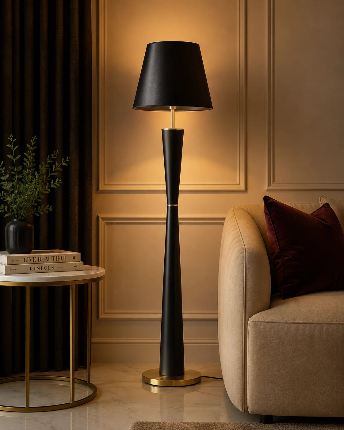 Noir Élan Sculptural Floor Lamp