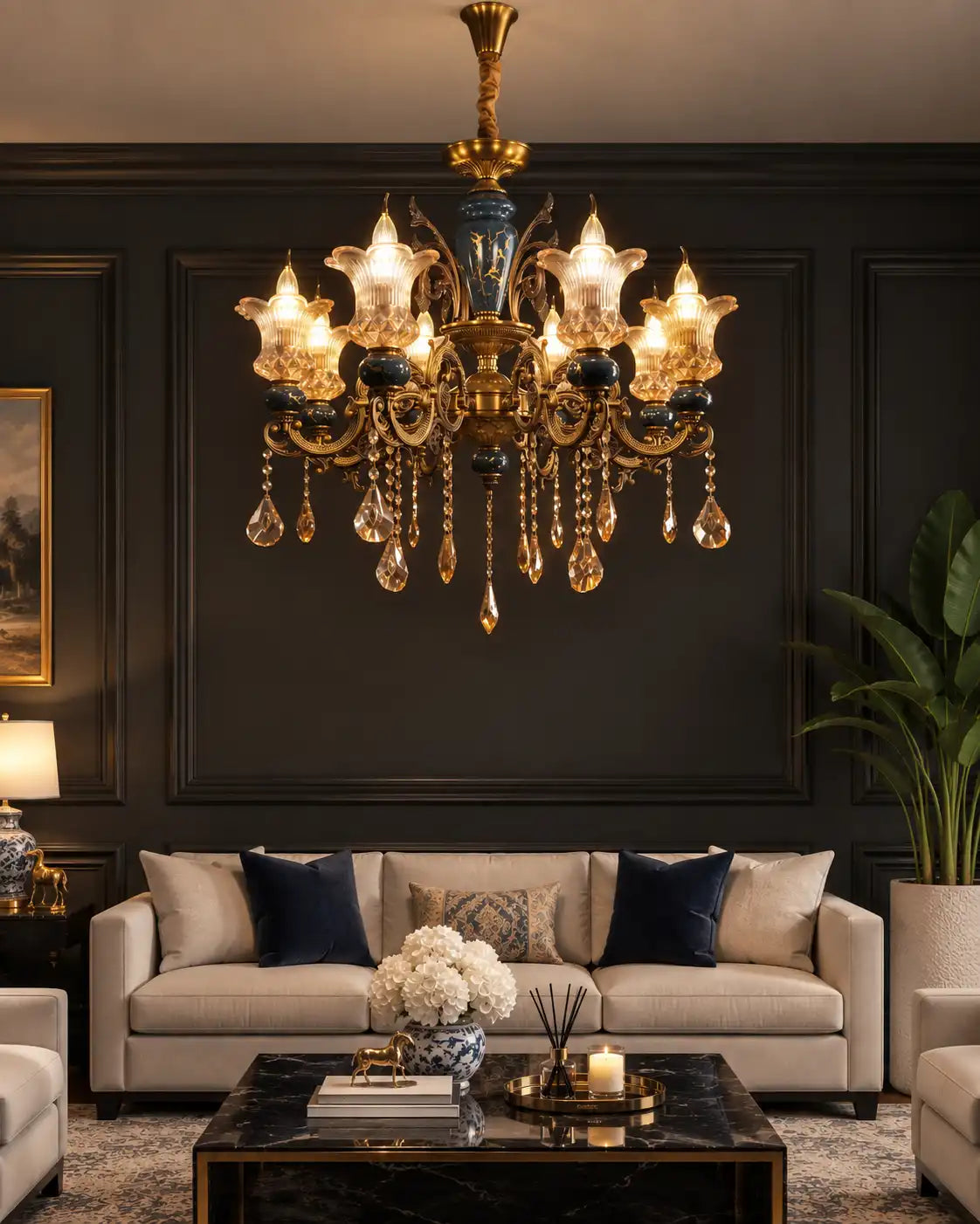 Emerald Crest Tiered Chandelier - 8 Lights