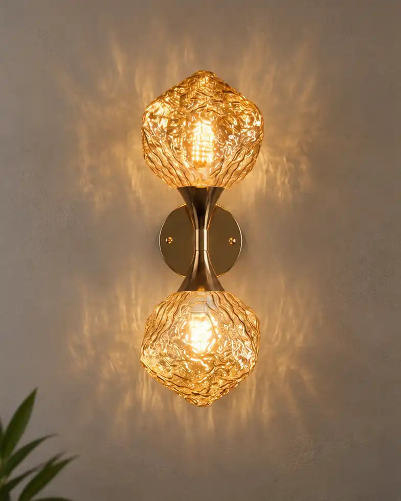 Textured Glass Double Wall Sconce