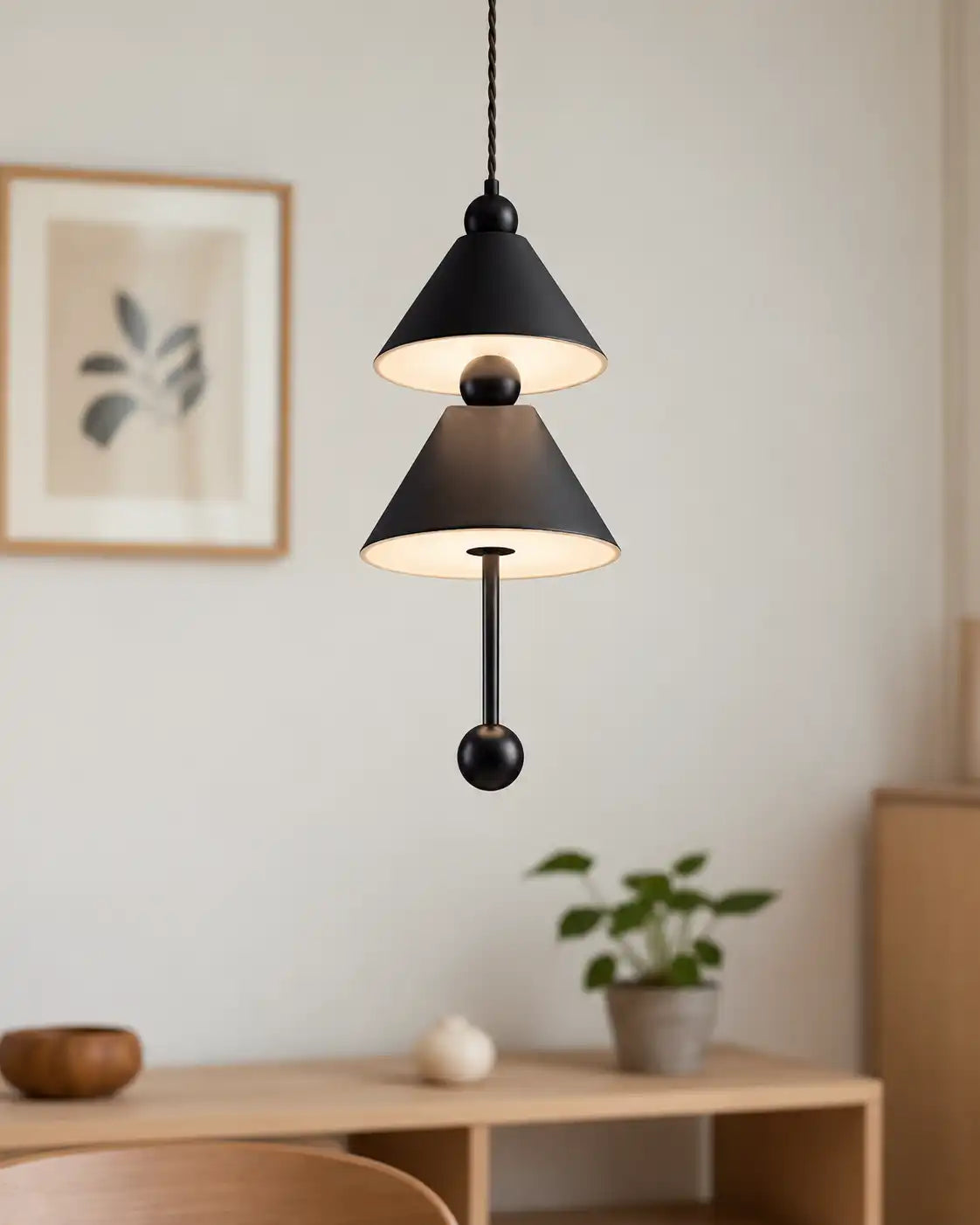 Axis Duo Cone Pendant Light - Black